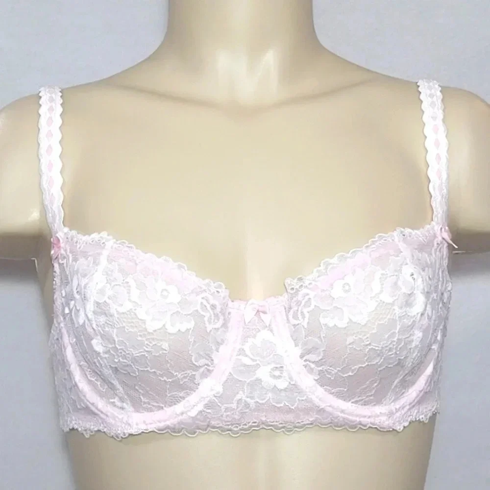 36B Felina 5894 Harlow Sheer Lace Full Bust Underwire Bra Pink NWT‎